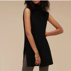 Aritzia Wilfred Wool Longline Sleeveless Turtleneck Black Sweater tunic 💯 wool